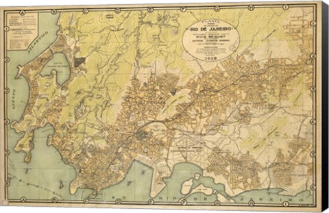 Framed Mapa da Cidade do Rio de Janeiro - 1929 Print