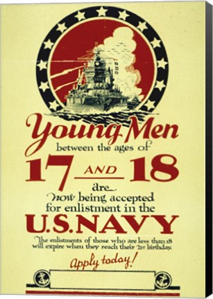 Framed Young Men Now Being Accepted for Enlistment Print