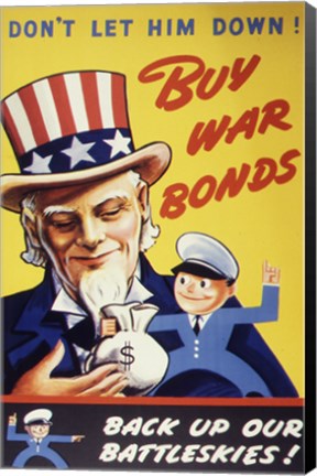 Framed Don&#39;t Let Him Down! Buy War Bonds Print