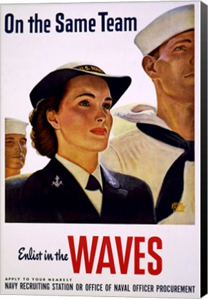 Framed On the Same Team Enlist in the Waves Print