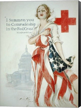 Framed Harrison Fisher WWI American Red Cross Poster Print