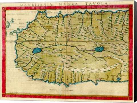 Framed 1561 Map of West Africa by Girolamo Ruscelli Print