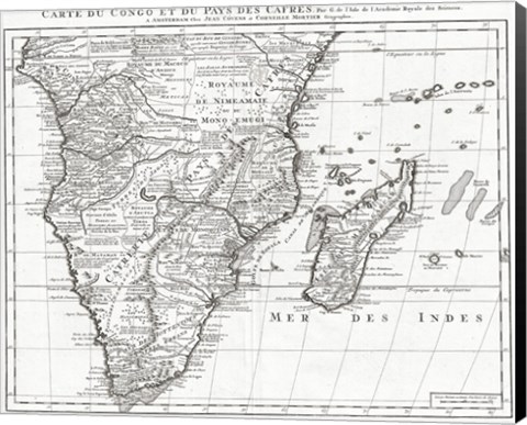 Framed 1730 Covens and Mortier Map of Southern Africa Print