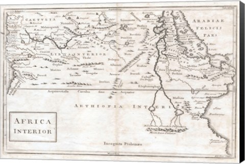 Framed 1730 Toms Map of Central Africa Print