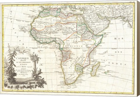 Framed 1762 Janvier Map of Africa Print