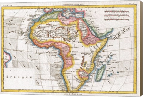 Framed 1780 Raynal and Bonne Map of Africa Print