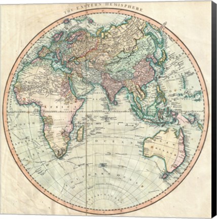 Framed 1801 Cary Map of the Eastern Hemisphere Print