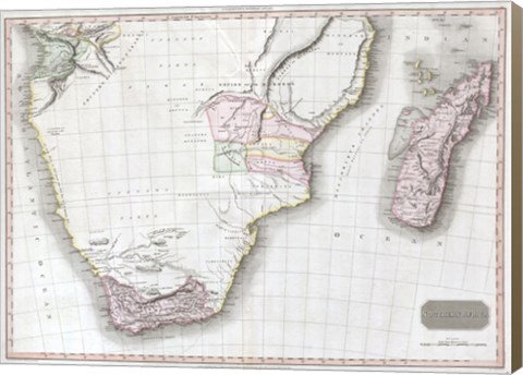 Framed 1809 Pinkerton Map of Southern Africa Print