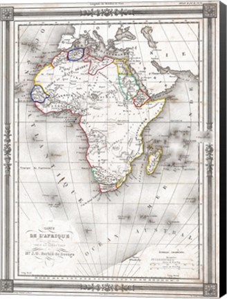 Framed 1852 Bocage Map of Africa Print