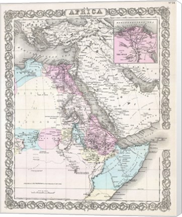 Framed 1855 Colton Map of Northeastern Africa Print