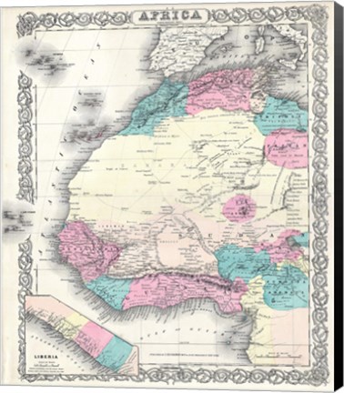 Framed 1855 Colton Map of Western Africa Print