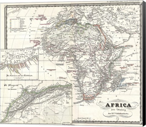 Framed 1855 Spruner Map of Africa Since the Beginning of the 15th Century Print