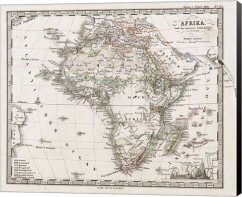 Framed 1862 Stieler Map of Africa Print