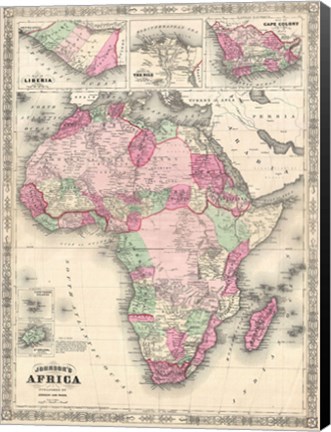 Framed 1864 Johnson Map of Africa Print
