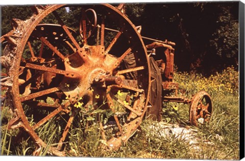 Framed Abandoned Tractor Near Mississippi River Bank Print