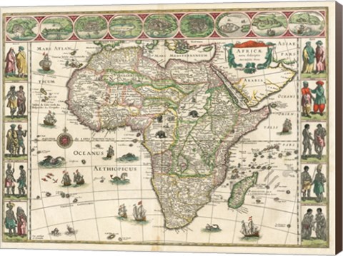 Framed Africa 1635, Willem Janszoon Blaeu Print