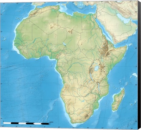 Framed Africa Relief Location Map Print