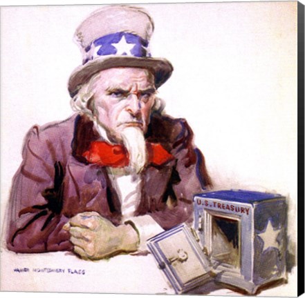 Framed James Montgomery Flagg  -Uncle Sam With Empty Treasury 1920 Print