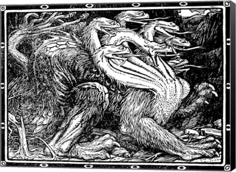 Framed Medieval Dragon I Print