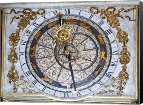 Framed Cathedrale Saint Jean Lyon Astronomical Clock Dial Print