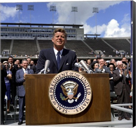 Framed JFK at Rice University Print