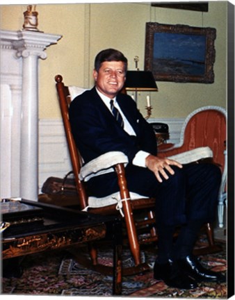 Framed JFK in Yellow Oval Room 1962 Print