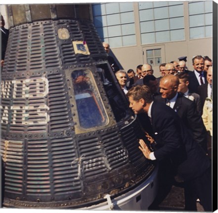 Framed JFK Inspects Mercury Capsule Print