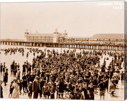 Framed Crowd at Atlantic City 1910 Print