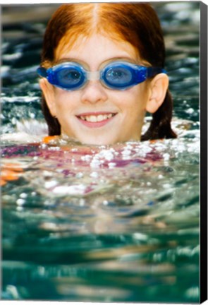 Framed Close-up of a girl in a swimming pool Print