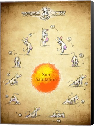 Framed Yoga Cow Sun Salutation Print