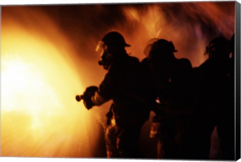 Framed Firefighters during a rescue operation Print