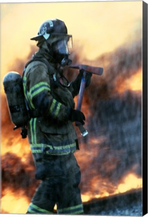 Framed Firefighter at a rescue operation Print