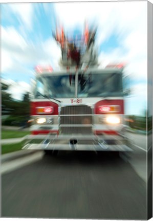 Framed Fire engine on a road Print