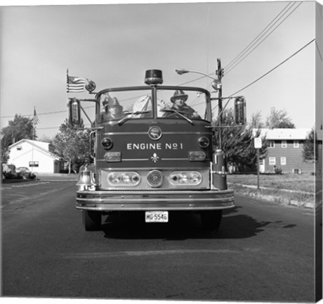 Framed Fire engine on road Print