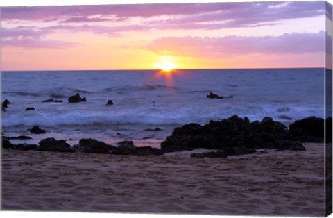 Framed Keawakapu Beach Sunset Long Exposure Print