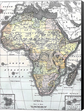 Framed Map of Africa from Encyclopaedia Britannica 1890 Print