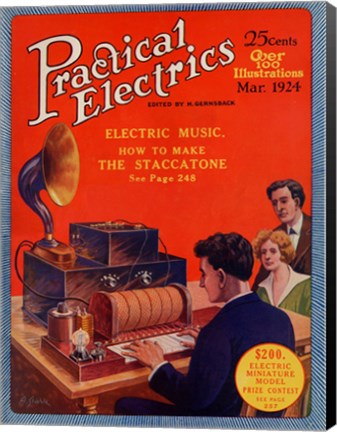 Framed Practical Electrics March 1924 Cover Print