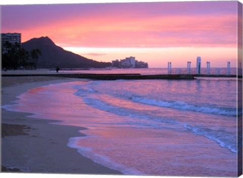 Framed Waikiki Beach Sunset Print