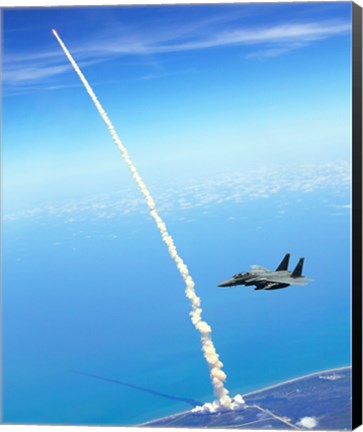 Framed 4th FW Strike Eagles Assist Shuttle Launch Print