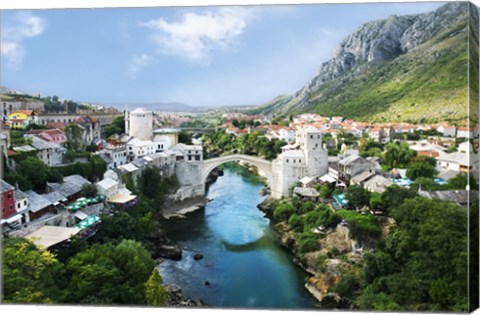 Framed Mostar Old Town Panorama 2007 Print