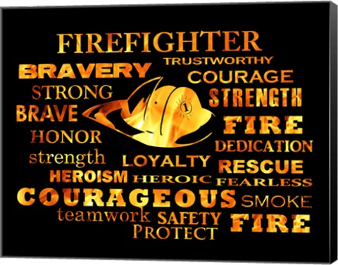 Framed Firefighter Words Print