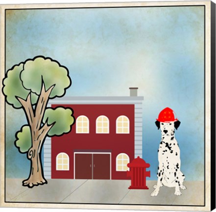 Framed Dalmation Firehouse Print