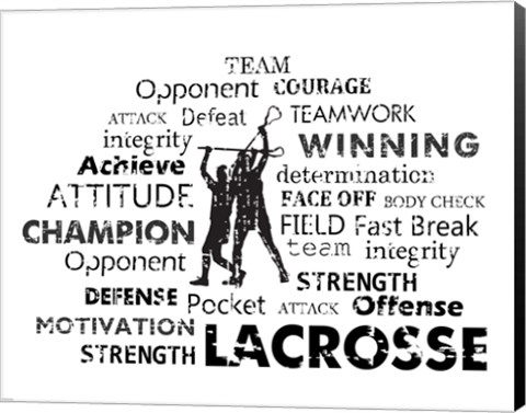 Framed Lacrosse Text Print