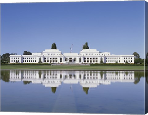 Framed Building on the waterfront, Parliament House, Canberra, Australia Print