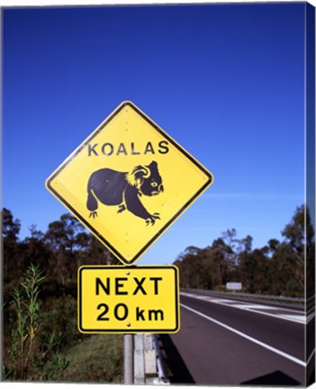 Framed Close-up of a crossing sign on the road side, Australia Print