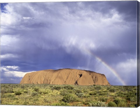 Framed Rock formation on a landscape, Ayers Rock, Uluru-Kata Tjuta National Park Print