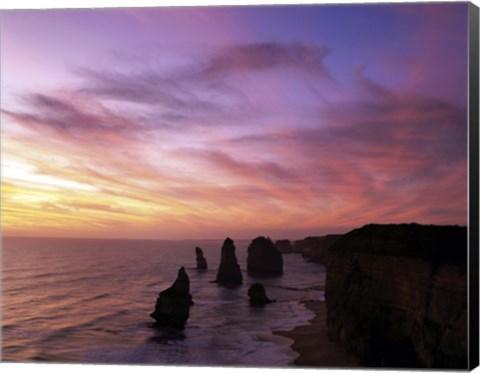 Framed Eroded rocks in the ocean, Twelve Apostles, Port Campbell National Park, Victoria, Australia Print