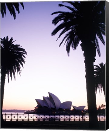 Framed Silhouette of a opera house at dusk, Sydney Opera House, Sydney, Australia Print