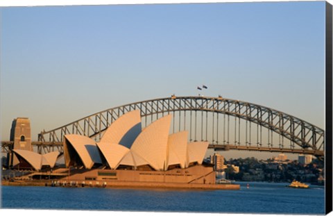 Framed Sydney Opera House in front of the Sydney Harbor Bridge, Sydney, Australia Print