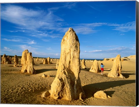 Framed Rock formations in the desert, The Pinnacles Desert, Nambung National Park, Australia Print